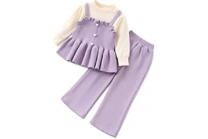 Girls Winter Co-Ord Set for Kids | Full Sleeve Knitted Peplum Sweater Top with Flared Pants | Black & White Outfit for Baby Girls