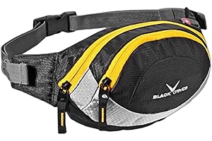 BLACK CREVICE Sac Ceinture I Sac Banane Hommes & Femmes I Ceinture réglable I Dos rembourré I Sac Ceinture avec 2 Poches à Fermeture éclair I Sac Banane Sport en 4 Couleurs