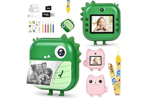 Ainiv Instant Print Camera for Kids - Dual 1080P Camera with 3 Rolls Print Papers, 32GB SD Card, 5 Color Pens - Gifts for 3-12 Year Old Boys & Girls, Green