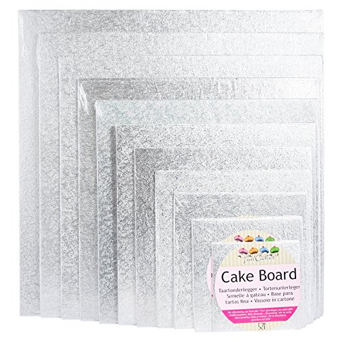 FunCakes Cake Board – quadratischer, silberfarbener Kuchenteller, 27,5 x 27,5cm - 2