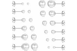 DIAMDAY Dimaday 12 Paia Orecchini Perle Orecchini Bottone Finte Perle Sfera Donne Ragazze orecchini di Perle Sfera Rotonda Ipoallergenici Taglie Miste 4-12 mm