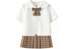 DRGE Femmes Filles Taille Haute Jupe Plissée Set École Japonaise JK Uniforme Costume avec Chaussettes Mollets