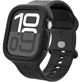 Spigen Apple Watch 46mm Seri 11/10 ile Uyumlu Kılıf &amp; Kordon Vault Pro Kaymaz Dokulu Y&uuml;zey Siyah Kayış - ACS09391 (Spigen TR 