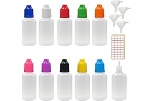 XIAONAN 20 Pack x 30ml LDPE Plastic Liquid Water Squeezable Eye Dropper Empty Bottles (Bottles + Mixed Colour Caps + Tips + Funnel + Label)