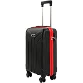 COTPOLY Home Petra Orta Boy Seyahat Bavul, ABS Valiz (Petra-Siyah-Kırmızı-Medium)