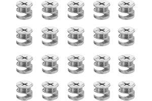 DWANG 20Pcs Silver Cam Locks for Furniture, 15 x 11.5 mm Furniture Cam Lock Fasteners Compitable with IKEA Hardware Parts, Eccentric Wheels Repair Spare Parts Nut & Bolt Assortment Sets (15x11.5MM)Fasteners