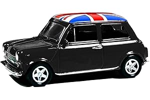 Thomas Benacci Mini Cooper Model with Pull Back Go Action Die Cast Union Jack Model Toy Car Souvenir Gift (Black)