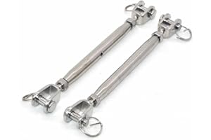 EMCOLLECTION 2 pcs 304 Stainless Steel European Style Closed Body M6 Jaw Turnbuckle with Working Magnetic