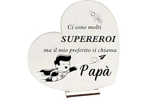 KABULAE Regalo Papà,Regalo Papà Natale,Regali per Papa Compleanno,Festa Del Papa Idee Regali Ornamento in Legno a Forma Di Cuore