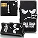 Produktbild Flip Cover Wallet ISENPENK Für 5,2-Zoll Huawei P9 Lite(2017)/A5 Duos(2017) Klapp Hülle Leder Muster [Schwarz Don't Touch My Phone] Vorne und Hinten Original Magnet Bookstyle,Huawei P9 Lite(2017) Tasche Mit Gürtelclip Leder PU Lederhülle Schale Standfunktion Etui Schutzhülle Credit Card Slots Case Schutzhülle