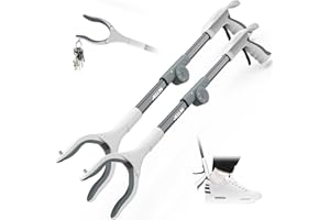 Jellas 2pcs Pinza Telescopica, 80 cm Pinza Telescopica Pieghevole, Pinza Prensile, Raccoglitore di Immondizia, Pinza Morsetto in Gomma (Bianco)