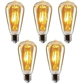 EDİSON Rustik Led Ampul 5 Li Eko Paket Amber E27 Duy Armut Tipi St64 Dekoratif Aydınlatma Edison Amp&uuml;l