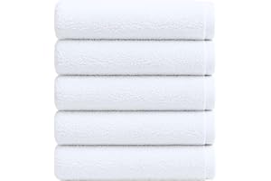 ATEN Homeware 5 Piece Egyptian Cotton Face Cloths – 30 × 30 cm Premium Washcloth Set, Ultra Soft & Highly Absorbent, Quick Dry Flannels – Made in Egypt (White)