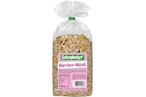 Seitenbacher Bircher Müsli I cereali integrali, frumento, avena, cornflakes, uvetta, 3 x 750 g