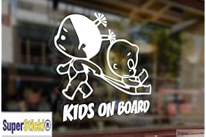 SUPERSTICKI Kids on Board Auto Aufkleber Tuning Fun Lustig ca 20cm Autoaufkleber Hochleistungsfolie für alle glatten Flächen UV und Waschanlagenfest Tuning Profi Qualität
