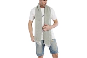 Prettystern Sciarpa Di Lino Unisex Uomo Donna Lungo Primavera Estiva Colore Screziato Foulard