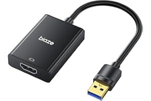 biaze ZH160 USB zu HDMI Adapter, 1080P@60Hz HDR für Laptop/PC/TV/Monitor/Projektor, Plug and Play, HD Audio Video Übertragung, Kompatibel mit Windows/Mac