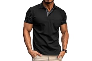 Comilaka Herren Poloshirt Kurzarm Polo Kontrast Polohemd Male Klassisches T Shirt Freizeit Sommer