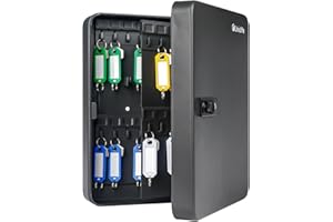 Uniclife Armadio per Chiavi a 60 Posizioni con Serratura a Combinazione Ripristinabile Scatola di Sicurezza Nera Scatola di Chiavi in Acciaio con targhette portachiavi grande Colorate e Ganci