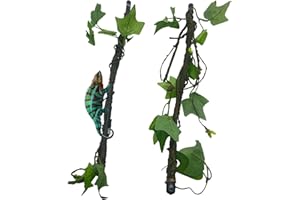 Kathson Reptile Climbing Branch Flexible Bend-A-Branch Jungle Vines Terrarium Plant Decoration with Suction Cup for Crested Gecko Chameleon Gecko Snake Tree Frog 2PCS (Green)