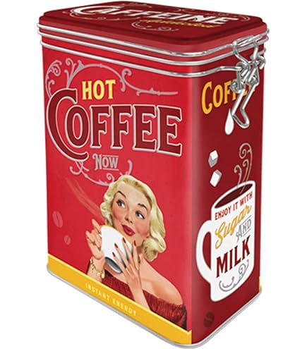 Nostalgic-Art Boîte à Café Rétro, Hot Coffee Now – Idée De Cadeau Pour La Cuisine, Récipient Avec Couvercle Aromatique, Design Vintage, 1,3 L