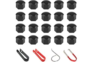 Xynovate 20 Pcs Wheel Nut Covers, 17mm Bolt Cover Car Wheel Caps, Universal Wheel Bolt Covers with Removal Tool for Cars Prevents Rust Easy Installation