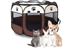 EJOYOUS Klatka dla kota, psa, przenośna, składana, szczeniak, królik, świnka morska, kojce do ćwiczeń, siatkowa osłona, uroczy design, 600D, miękka tkanina Oxford, pokrowiec na klatkę dla szczeniaka, do
