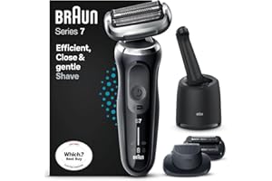 Braun Series 7 70-B7850cc Electric Shaver for Men with EasyClick Beard Trimmer and Stubble Beard Trimmer Attachments, SmartCare Center, 360 degree Flex,Wet & Dry, Rechargeable,Cordless Foil Razor,Blue