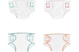 DEREINE Pañales para Muñecas Bebe, 4pcs Pañales para Muñecas Bebe, Accesorios Muñeca Pañales, Pañales de Tela para Muñecas, Adecuados para Muñecas de 14 a 18 Pulgadas