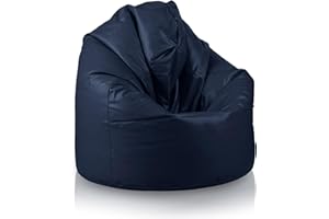 Bepouf, Pouf a Sacco Baby 55Øx95Hcm 150L 100% Ecopelle Blu Scuro Imbottito, Puffo per Sedersi Bambini, Pouf Poltrona Salotto e Camera da Letto Comodo e Lavabile Poltrona Sacco Anallergica Impermeabile