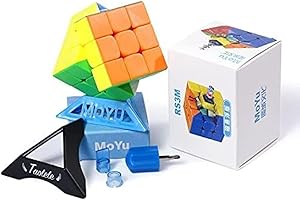 TAOLELE Speed Cube, MOYU RS3M 2021 3x3 Cube de Vitesse Maglev Version Cube Magique Puzzle Cube Élasticité réglable pour Tourner en Douceur Cube Rapide Jouets pour Passionnés de Speed ​​Cube