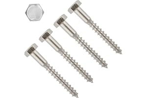 TERF® M6 X 70mm Coach Screws Hex Head Stainless Steel A2 (304) Coach Screw M6 (6mm) X 70mm Wood Masonry Brick Concrete Wall Fixing Lag Screw Bolts - Pack of 10