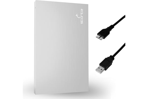 Storite Disque Dur Externe Portable Ultra Fin 2,5" 120 Go avec USB 3.0, Transfert de données Rapide, Compatible avec Ordinateur Portable, PC, Mac, Windows, Console de Jeu – Argent