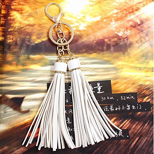 tfxwerws Creative Handtasche Anhänger Leder Quaste Schlüsselanhänger Auto Schlüsselring Weiß
