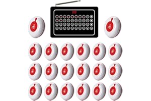 CYSSJF Sistema di chiamata Wireless Caregiver Pager Nurse Alert System SOS Call Bell Button Alarm per ristorante ospedale clinica Caregiver infermiera con 1 ricevitore 20 pulsante di chiamata
