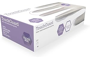 TouchGuard Clear Vinyl Disposable Gloves, Powder-Free, Box of 100, Small