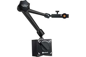 Neoteck Base Magnetica per Comparatore Digitale in Acciaio Supporta Forza Max 80KG Braccio Supporto Flessibile Porta Orologio Quadrante Diametro 8mm Leva Staffa Regolabile Interruttore ON/OFF - Nero
