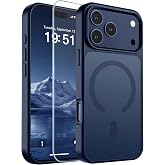 SUPFINE iPhone 17 Pro Kılıf Koyu Mavi i&ccedil;in Manyetik | Ekran Koruyucu, Şeffaf Mat, MagSafe ile Uyumlu, Askeri Sınıf D&uuml;şmeye Da