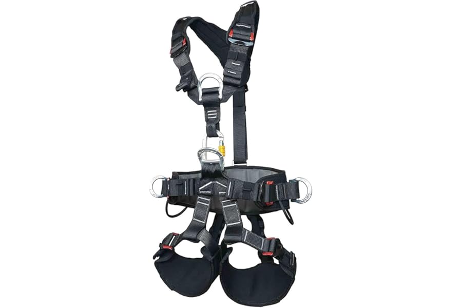 Full Body Safety Harness - Adjustable Outdoor Mountain Climbing Belt for Rock & Tree Climbing, Fire Rescue