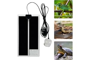 LUFEIS Reptile Heating Mat, 7W 11x5.9 Inch Reptile Heating Pad with Temperature Adjustment, Terrarium Heat Mat under Tank, Waterproof Reptile Heat Pad for Turtle, Lizard, Snakes, Spiders, Chameleon