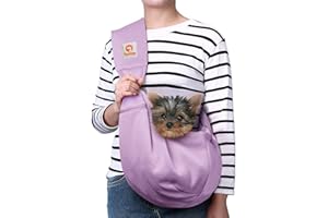 Tomkas Trasportino per cani – Trasportino per cani e gatti di piccola taglia, tracolla regolabile, tasca con zip, chiusura a scatto per animali domestici (viola, M, cinghia regolabile Eu)