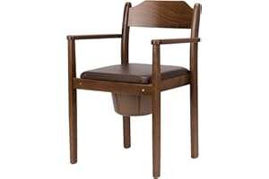 TOOLO Perla Hygienischer Toilettenstuhl, Nachtstuhl, Holz, herausnehmbarer Eimer mit Deckel, Stuhltoilette fur Erwachsene aus massivem Buchenholz, zertifizierte Toilettenhilfe fur senioren (Dunkelbraun)