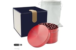 LIANGDING Grinder di Spezie, Grinder Metallo, 2.5”(63mm) Grinder per Spezie, Caffè, Erbe con Setaccio per Polline, con Scatola Regalo per Uomini Donna Natale San Valentino Compleanno (Rosso)