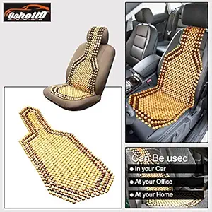 Oshotto Wooden Car Beads Car Wooden Acupressure Bead Seat Cover Compatible with All Cars - (Beige)