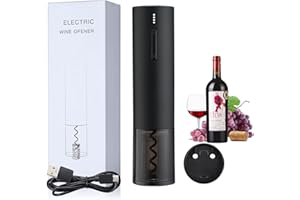 Zeerkeer Cavatappi Elettrico,Apribottiglie Elettronico Opener Bottiglia di Vino Elettrico per Stagno,Tappi Vino,Tappo Champagne, Anello Vino Invertito (Nero)