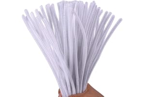 Kids B Crafty 50 White Pipe Cleaners Chenille Stem 6mm x 30cm,Craft for Kids, Pipe Cleaners Craft Supplies, Art, Crafts for Kids