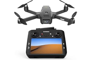 KARUISRC K600 GPS Drone con EIS 4K Cámara,Mando a Distancia con UHD Pantalla,Al Track&Orbit Mode,Drone Profesional resistente al viento con tarjeta SD,Vuelo Estacionario Automático para Adultos,Batería Modular