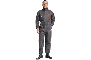 LiiYii Tuta da Lavoro Multitasche Uomo Salopette da Lavoro per Studenti Officine Pagliaccetto Jumpsuit a Manica Lunga Completo Operaio Meccanico Workwear