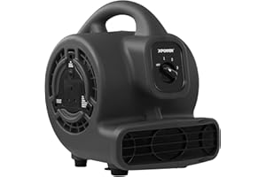 XPower Mighty Centrifugal Air Mover, Carpet Dryer, Floor Fan, Blower, Stackable, Daisy Chain, for Water Damage Restoration, Janitorial, Plumbing, Home Use (Schwarz, P-80A 320CFM)