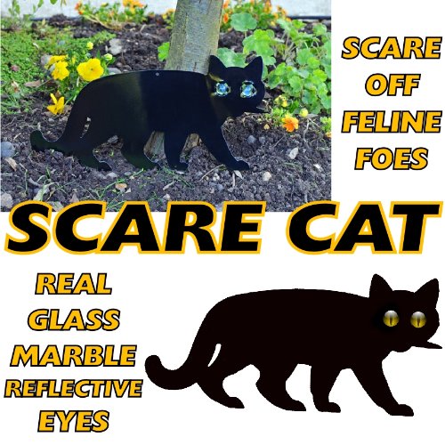 3x Garten Schreck-Katze mit reflektierenden Murmelaugen – Katzenabschreckung - 3